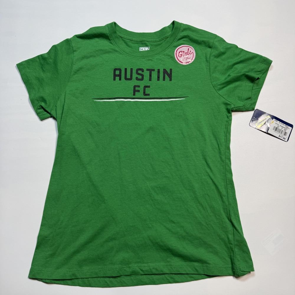 Austin FC Shirt Girls Youth XL 16 Green MLS Soccer Short Sleeve‎ Graphic Tee